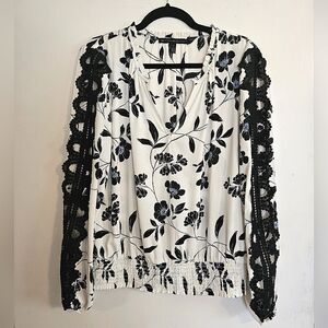 WHBM Embroidered Sleeve Blouse
